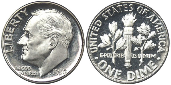 1950 Roosevelt Dime